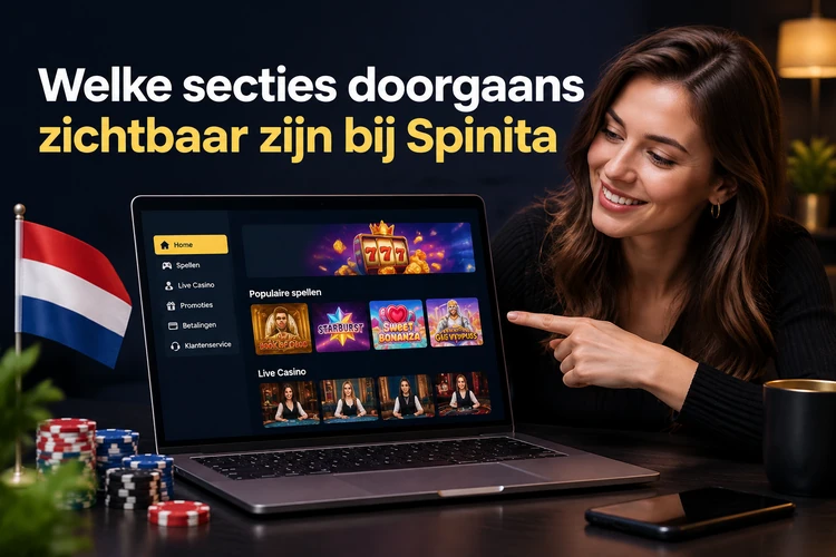 Welke secties doorgaans zichtbaar zijn bij Spinita